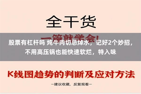 股票有杠杆吗 炖牛肉切忌焯水，记好2个妙招，不用高压锅也能快速软烂，特入味