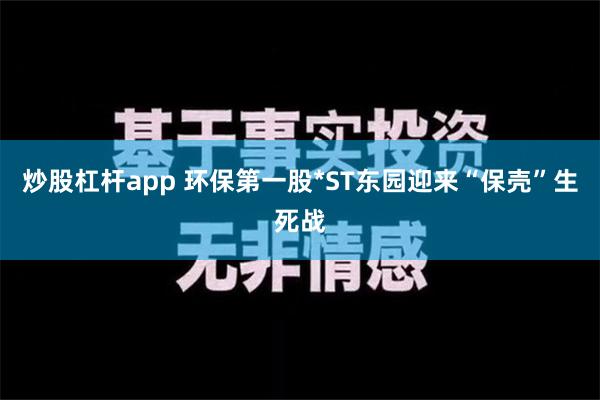 炒股杠杆app 环保第一股*ST东园迎来“保壳”生死战